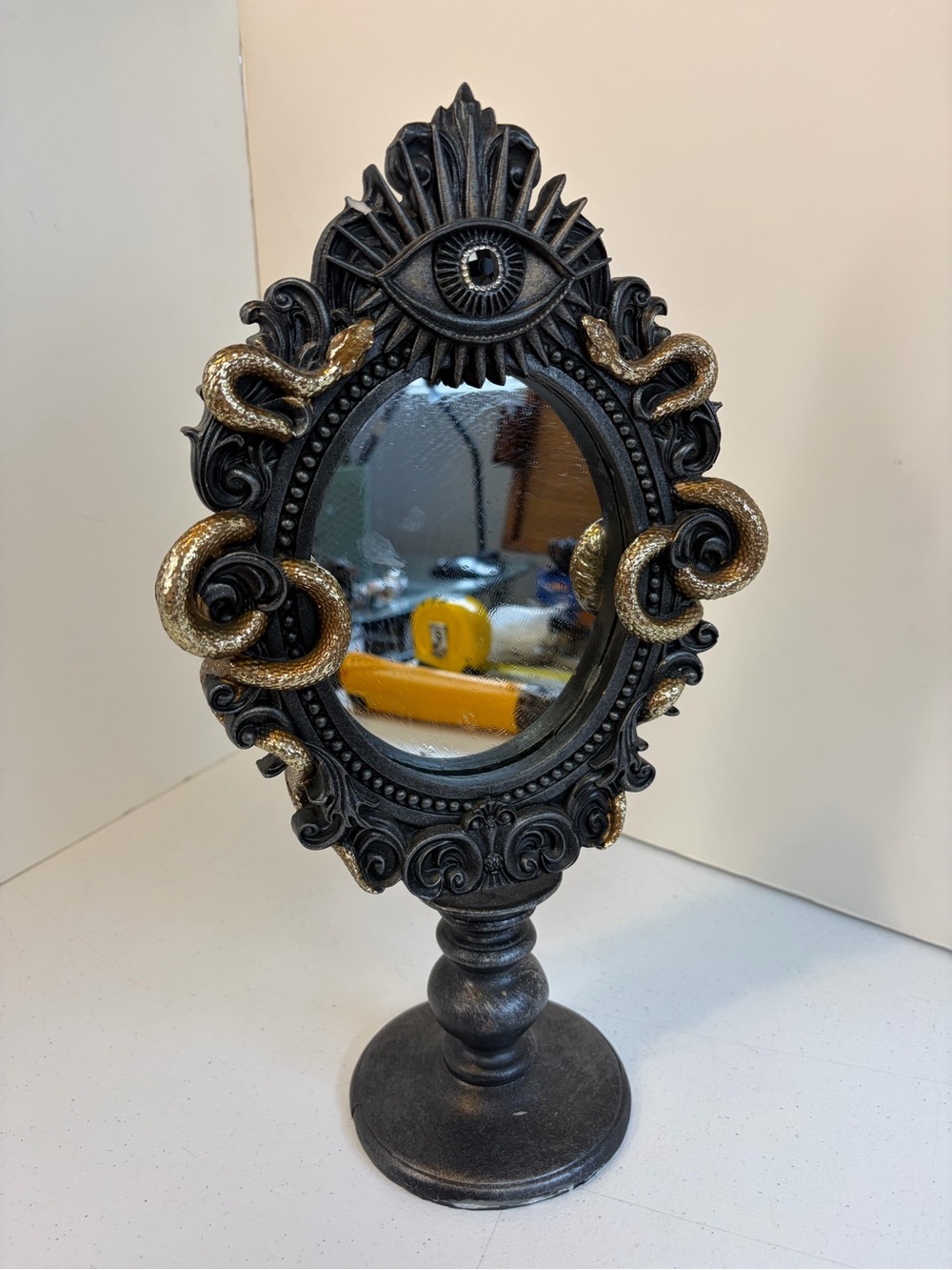 Halloween Gothic CHRISTIAN SIRIANO Tabletop Framed Mirror Gold Snakes reputation - Picture 3 of 11